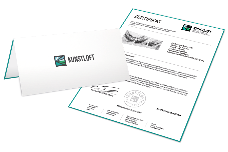 Inklusive hochwertigem XXL Gemälde Zertifikat